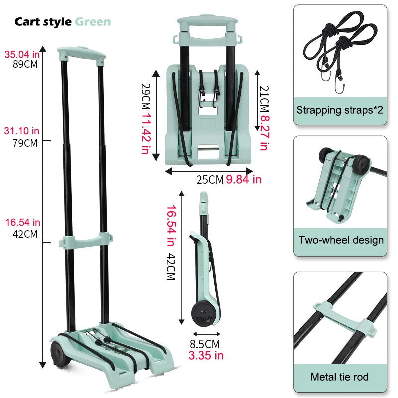 Folding Wheeled Hand Trailer, 2 Styles With Cloth Bag for Shopping, 2 Styles  with Basket for Tools