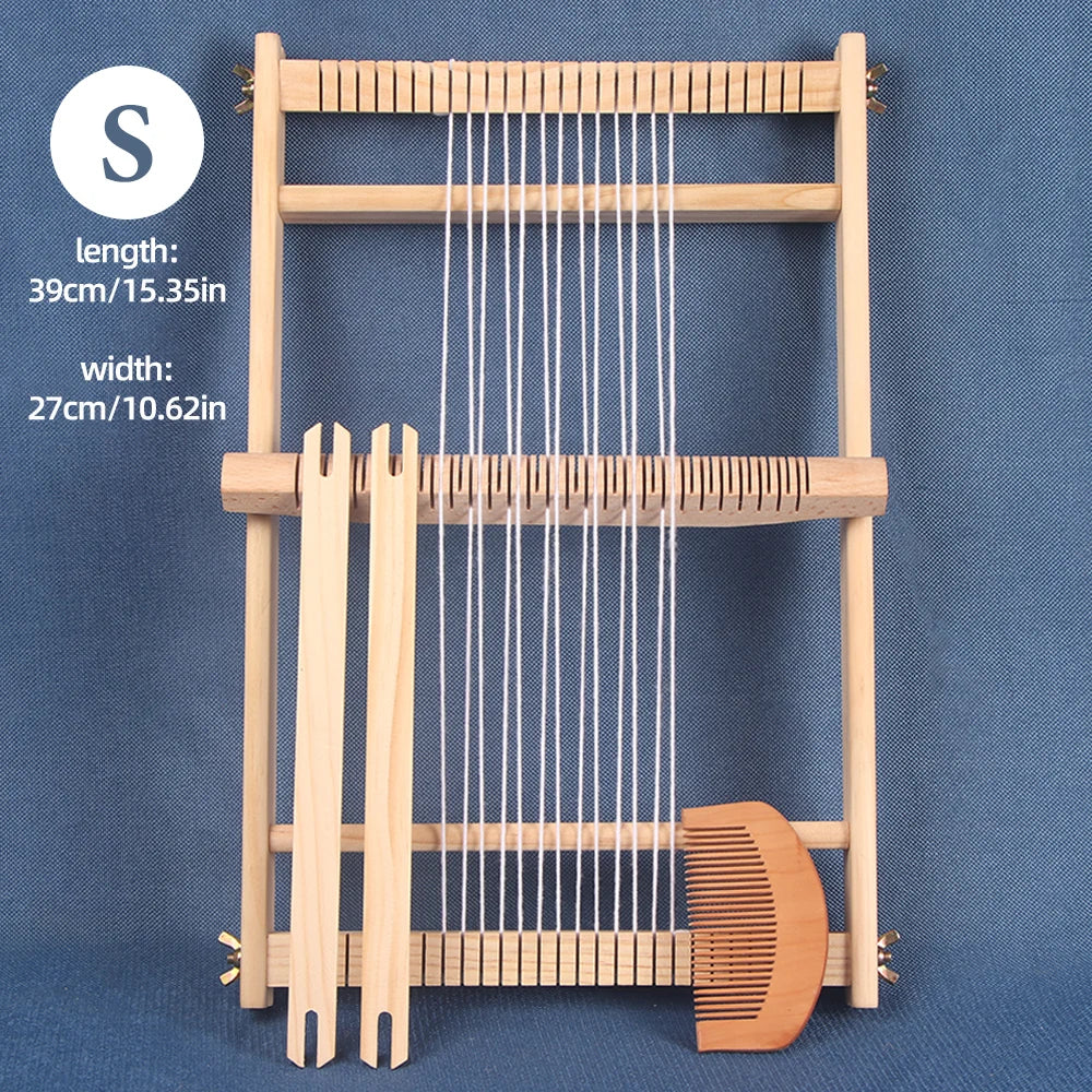 QJH Wooden Multi-Craft Weaving Loom. 19.6"x15.3" W Warp Frame Loom Heddle Bar Included.