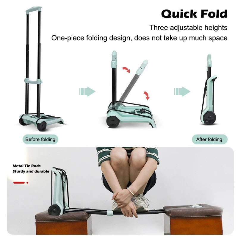 Folding Wheeled Hand Trailer, 2 Styles With Cloth Bag for Shopping, 2 Styles  with Basket for Tools