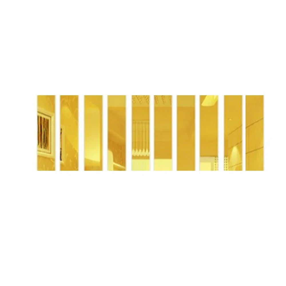 10pcs Strip Wall Mirrors Self-Adhesive Decorative Strips For The Home.