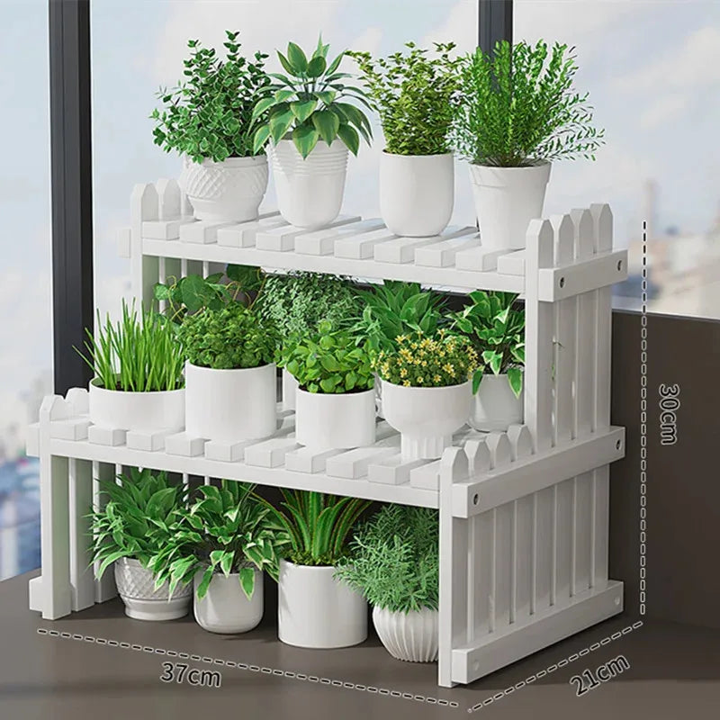 2 Tier Natural Bamboo Shelf For Plants, Books, Household
