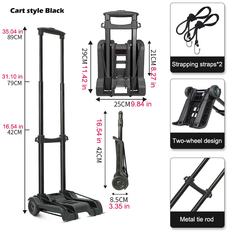 Folding Wheeled Hand Trailer, 2 Styles With Cloth Bag for Shopping, 2 Styles  with Basket for Tools