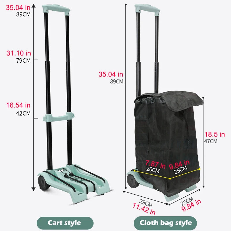 Folding Wheeled Hand Trailer, 2 Styles With Cloth Bag for Shopping, 2 Styles  with Basket for Tools