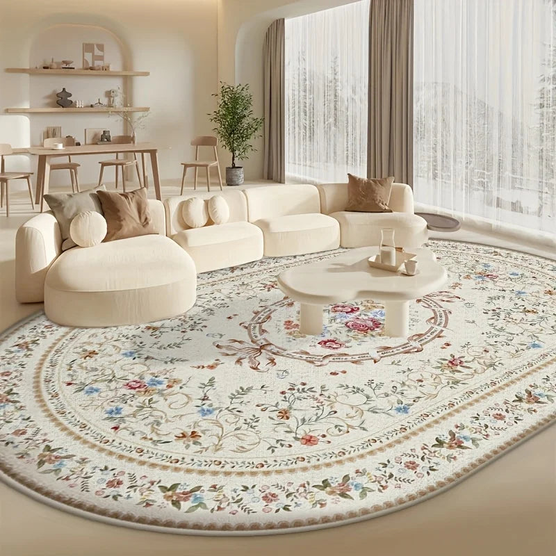 Velvet 850 Gram/Sq Meter Floral Design, Washable Area Rug