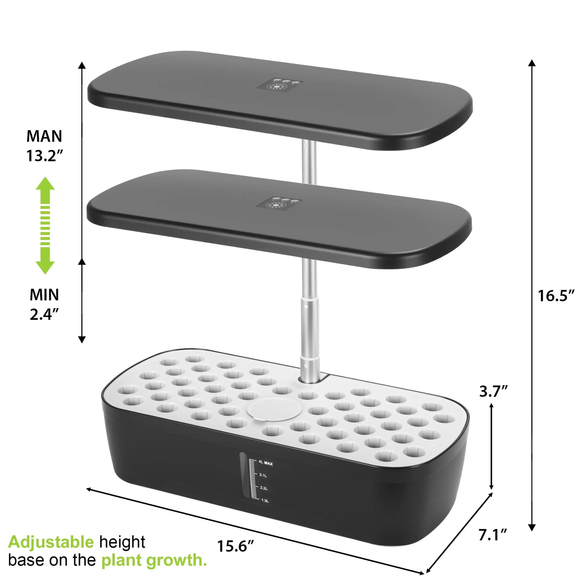 Indoor Hydroponic Grow System, 52 holes Led Grow Light, Automatic Pump 4L tank