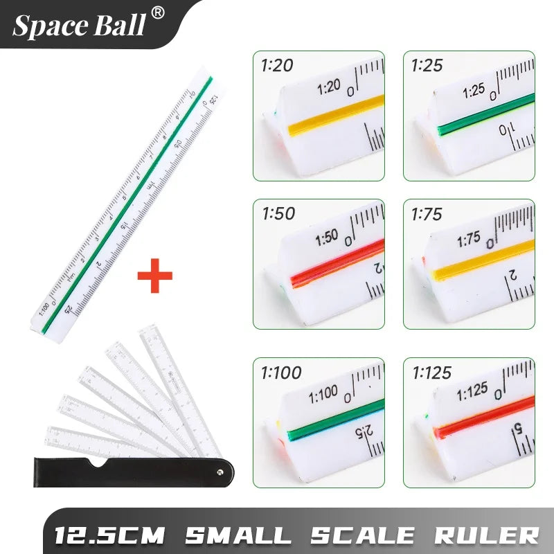 Multi-functional Triangle Ruler  12.5/30cm Drafting Tool Scale Ruler Architect Technical Ruler