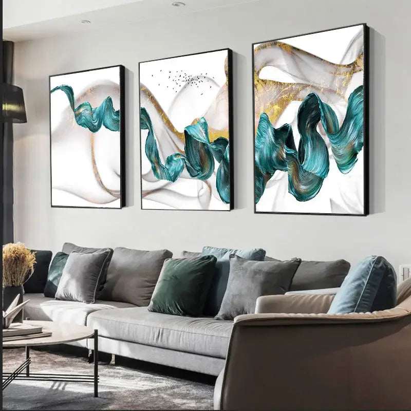Three Piece Abstract Canvas Painting Wall Art For The Home Or Office