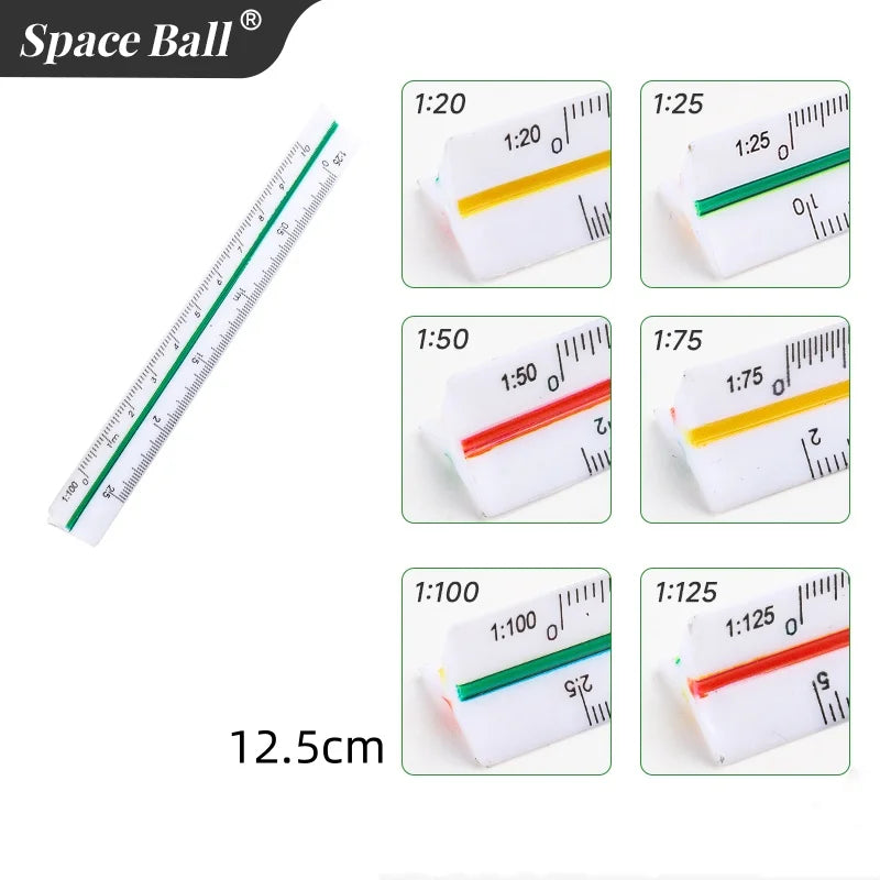Multi-functional Triangle Ruler  12.5/30cm Drafting Tool Scale Ruler Architect Technical Ruler