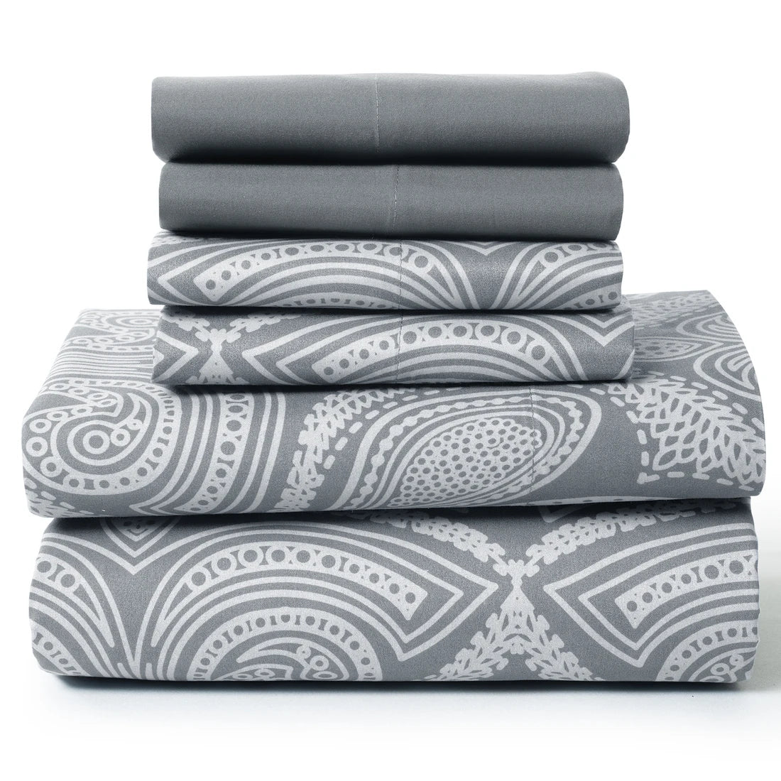 Lux Decor 6Pc Paisley Sheet Set – Soft Microfiber, Wrinkle-Free, Luxurious Printed Bed Sheets