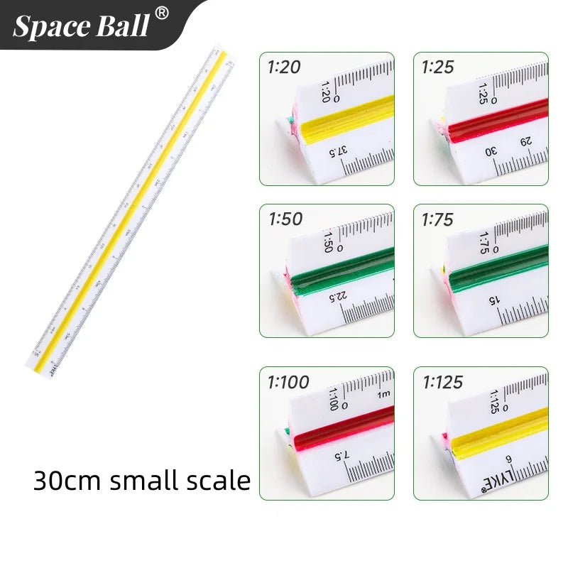 Multi-functional Triangle Ruler  12.5/30cm Drafting Tool Scale Ruler Architect Technical Ruler