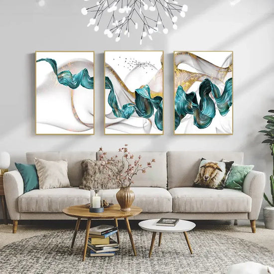 Three Piece Abstract Canvas Painting Wall Art For The Home Or Office