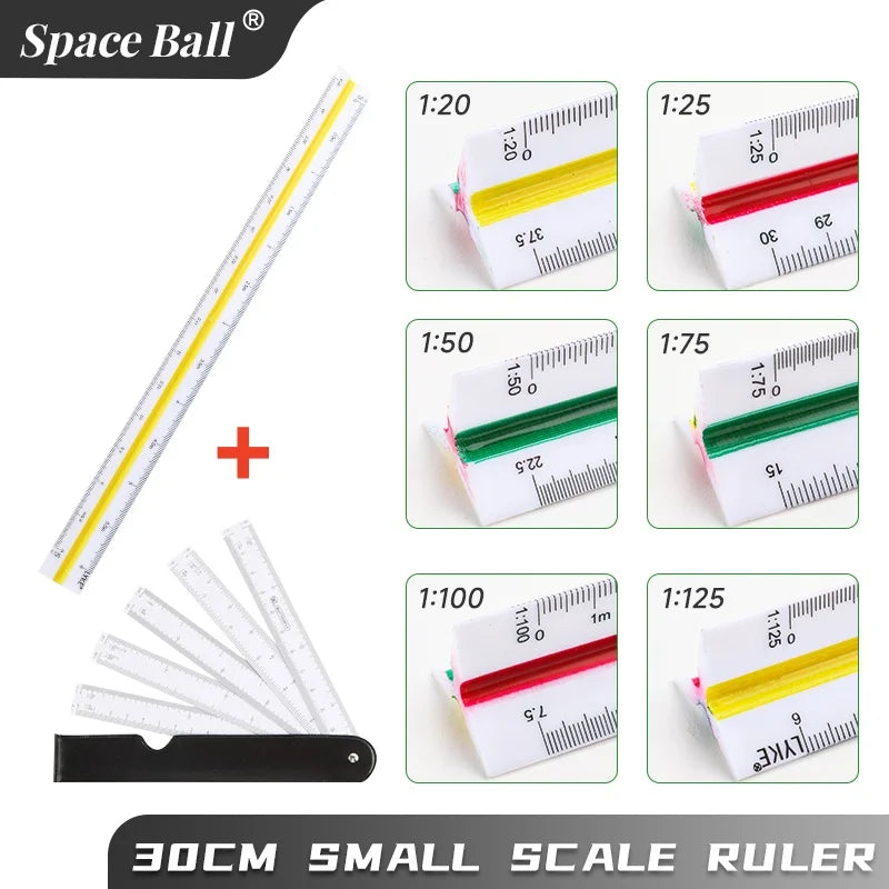 Multi-functional Triangle Ruler  12.5/30cm Drafting Tool Scale Ruler Architect Technical Ruler