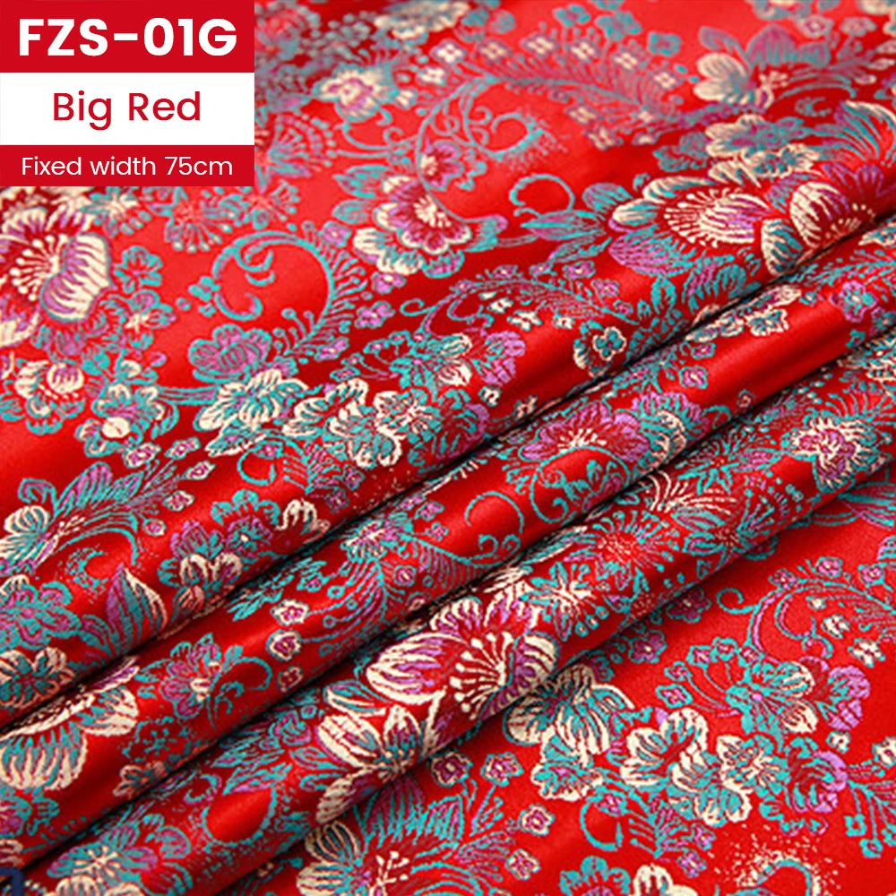 Jacquard Silk Fabric by the Meter Clothing, Brocade Jacquard Fabric By Yards Upholstery