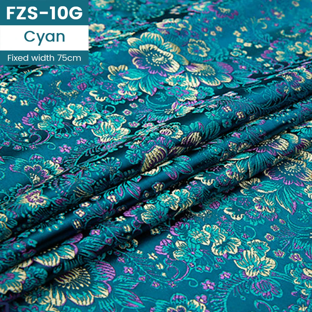 Jacquard Silk Fabric by the Meter Clothing, Brocade Jacquard Fabric By Yards Upholstery