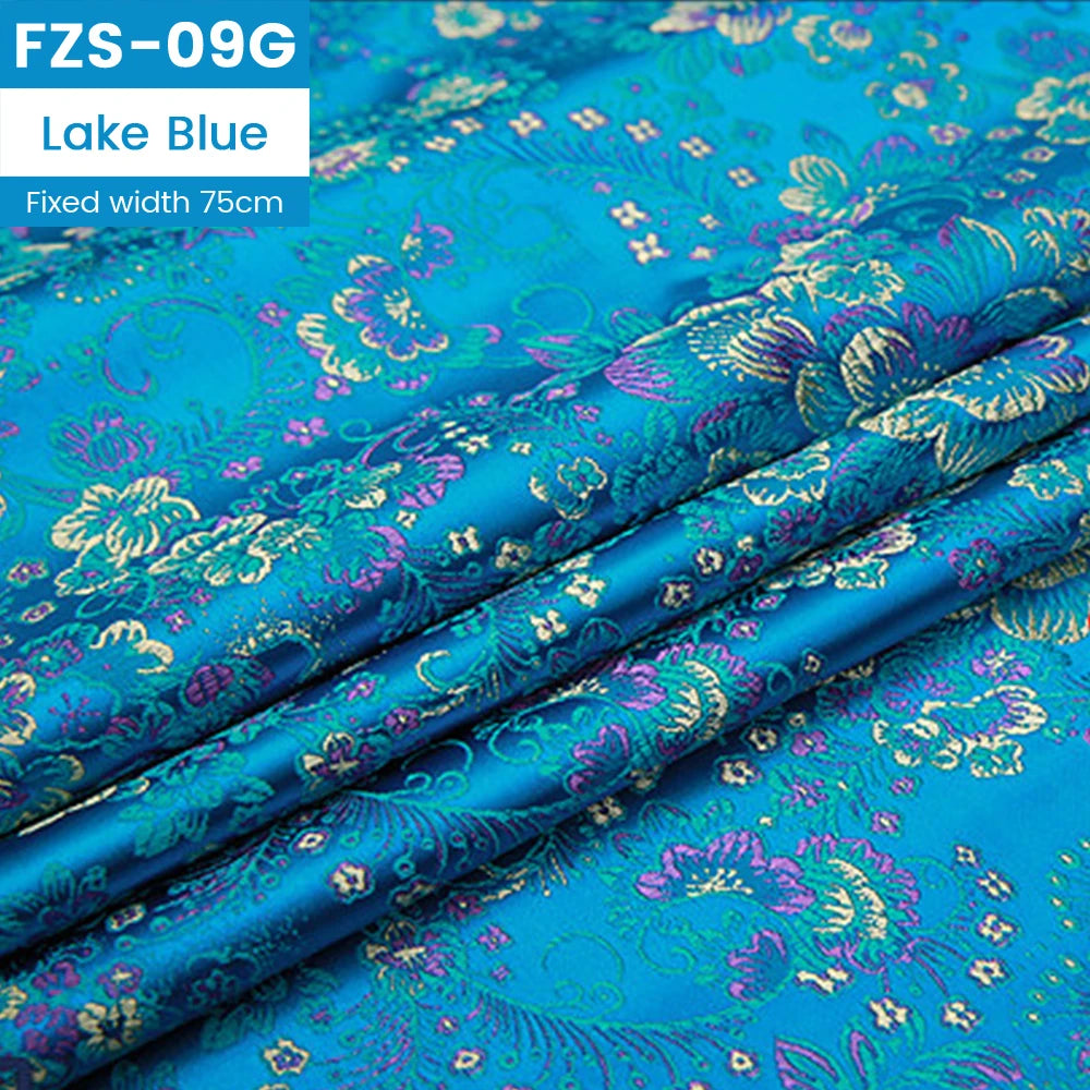 Jacquard Silk Fabric by the Meter Clothing, Brocade Jacquard Fabric By Yards Upholstery