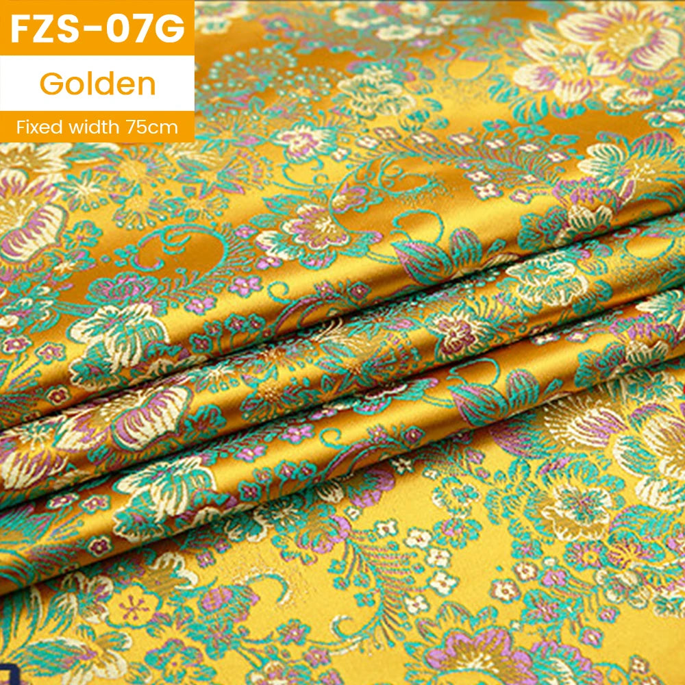 Jacquard Silk Fabric by the Meter Clothing, Brocade Jacquard Fabric By Yards Upholstery