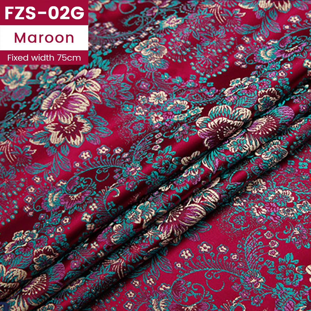 Jacquard Silk Fabric by the Meter Clothing, Brocade Jacquard Fabric By Yards Upholstery