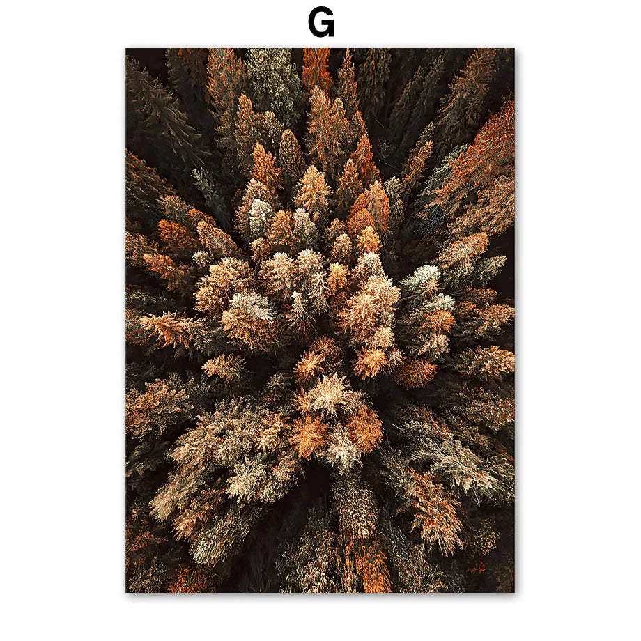 Wall Art Canvas Painting Fall Hill Pine Forest Fox Deer Wolf Nordic Posters And Prints Wall Pictures For Living Room Home Decor