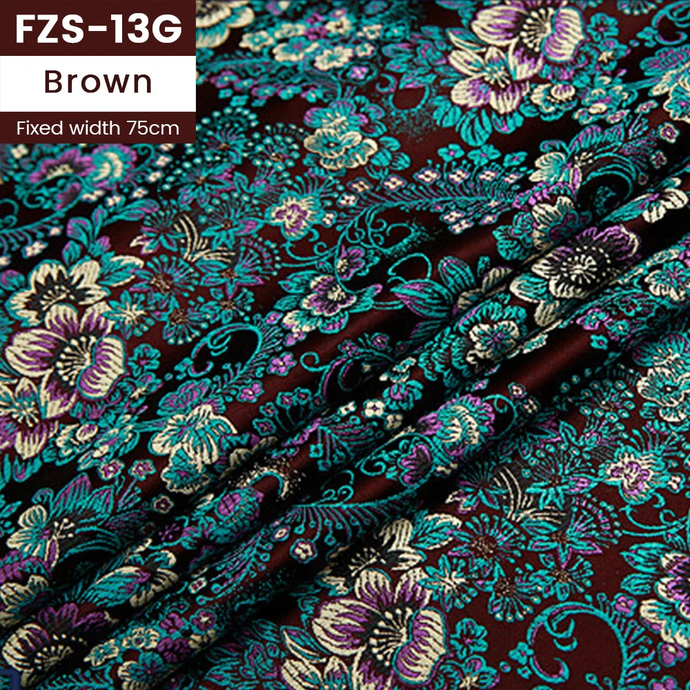 Jacquard Silk Fabric by the Meter Clothing, Brocade Jacquard Fabric By Yards Upholstery