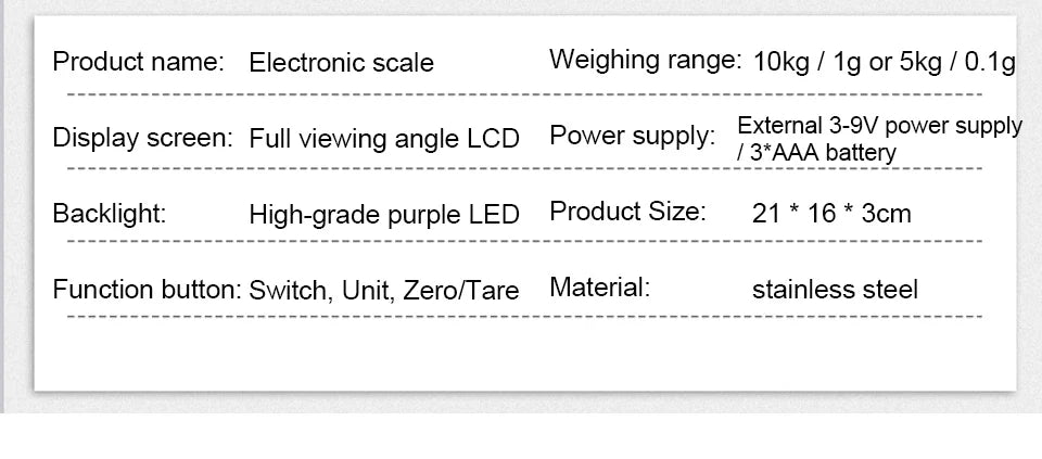 Kitchen Digital Scale with LCD Display Unit g/oz/ lb Household Portable Table Scale For Food Baking Weighing
