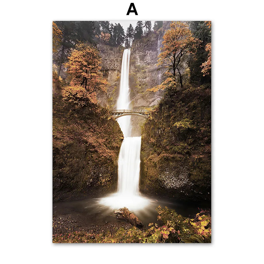 Wall Art Canvas Painting Fall Hill Pine Forest Fox Deer Wolf Nordic Posters And Prints Wall Pictures For Living Room Home Decor