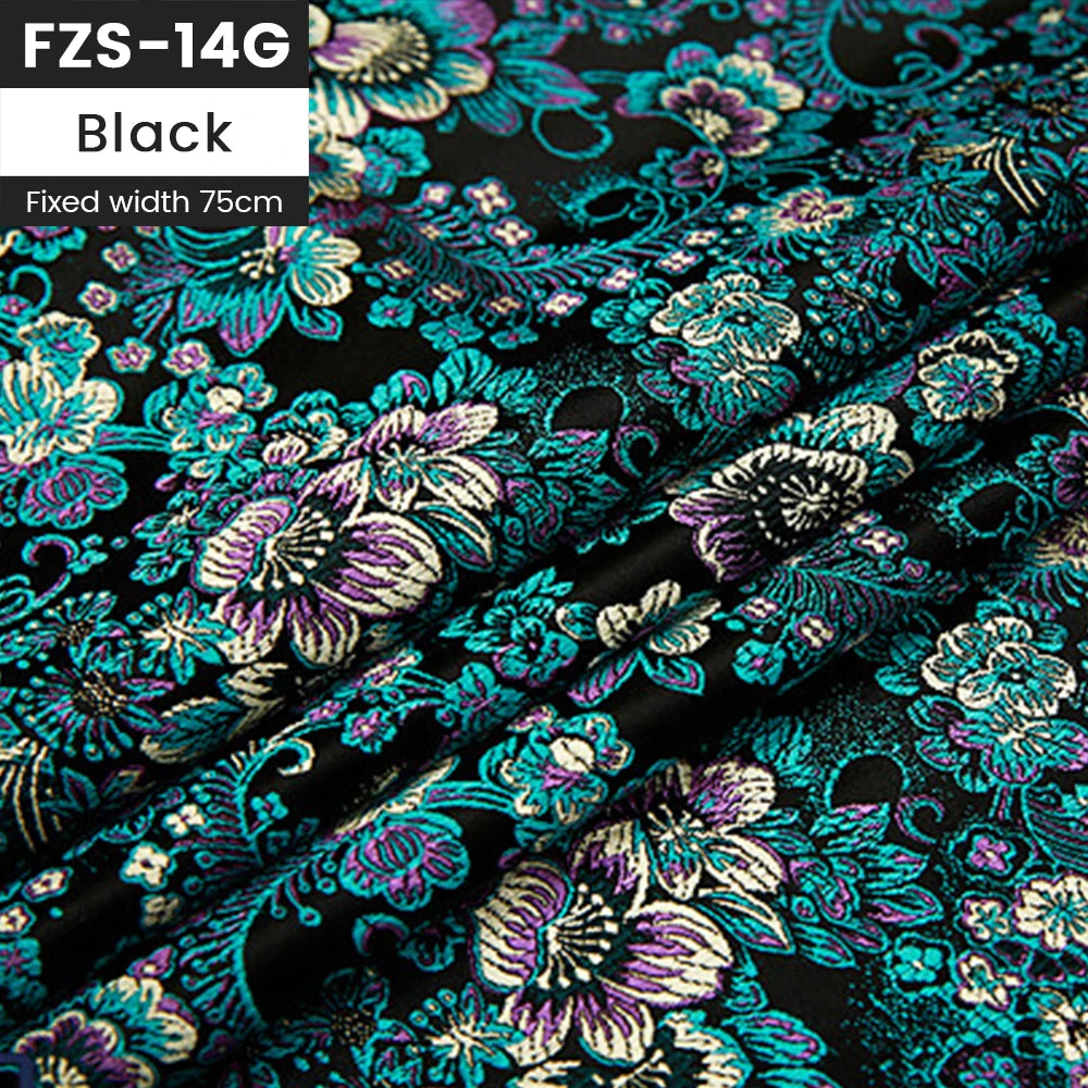 Jacquard Silk Fabric by the Meter Clothing, Brocade Jacquard Fabric By Yards Upholstery