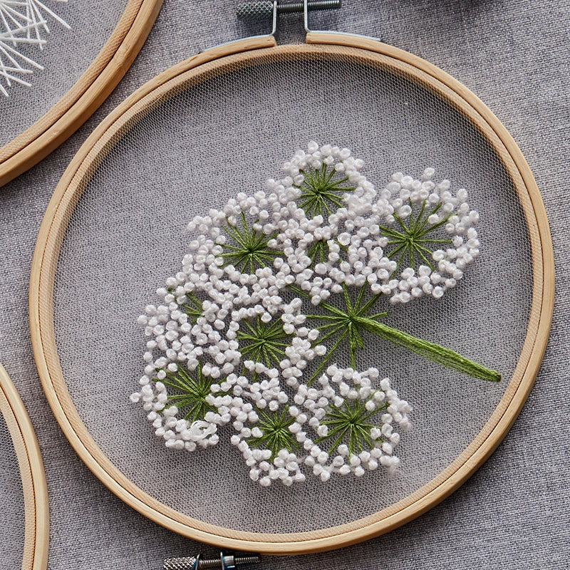 Embroidery Flowers, plants, Pattern, Tools, Beginner Stitch Kit.