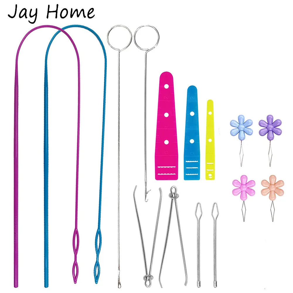 Flexible Drawstring Threader, Loop Turner, Metal Hook Tweezers, Flat Plastic Threader