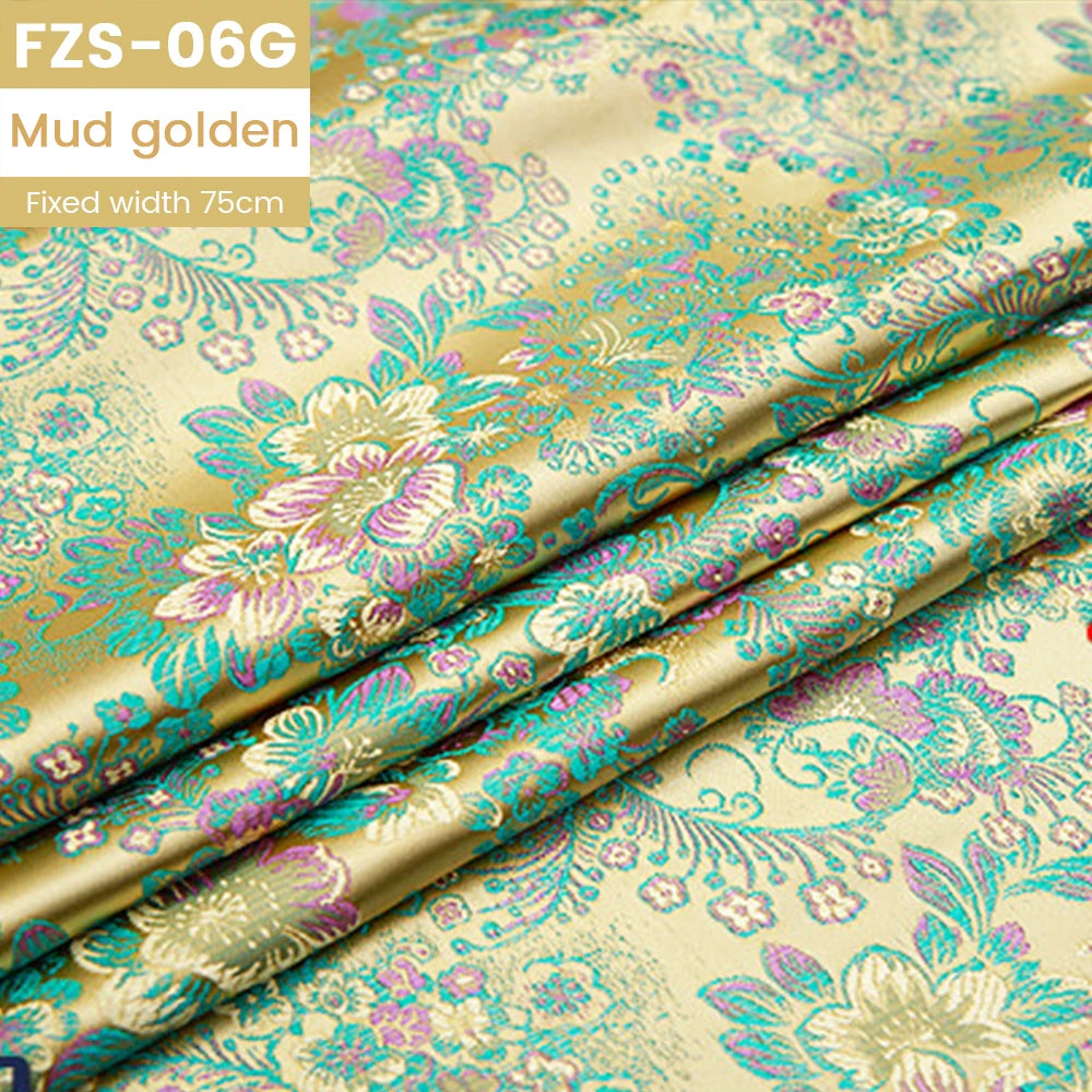 Jacquard Silk Fabric by the Meter Clothing, Brocade Jacquard Fabric By Yards Upholstery