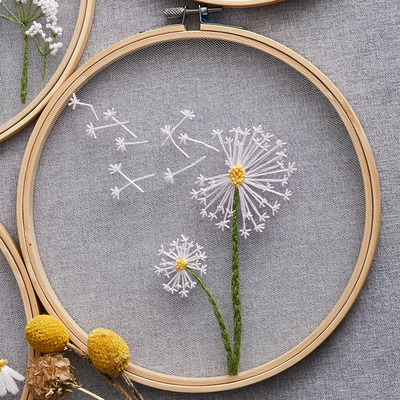 Embroidery Flowers, plants, Pattern, Tools, Beginner Stitch Kit.