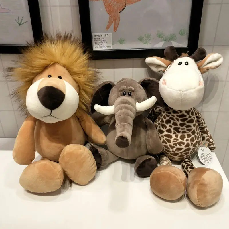 Lifelike Plush Toys Elephant, Monkey, Lion, Giraffe