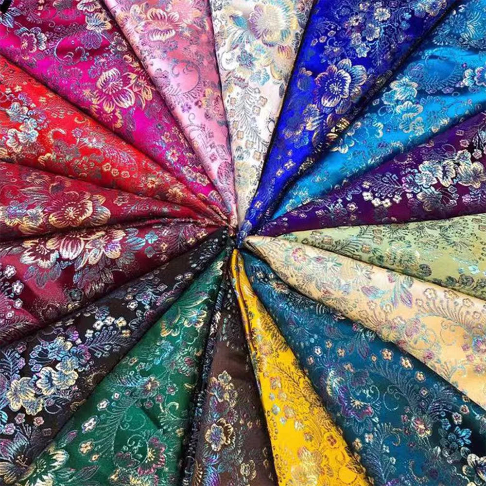 Jacquard Silk Fabric by the Meter Clothing, Brocade Jacquard Fabric By Yards Upholstery