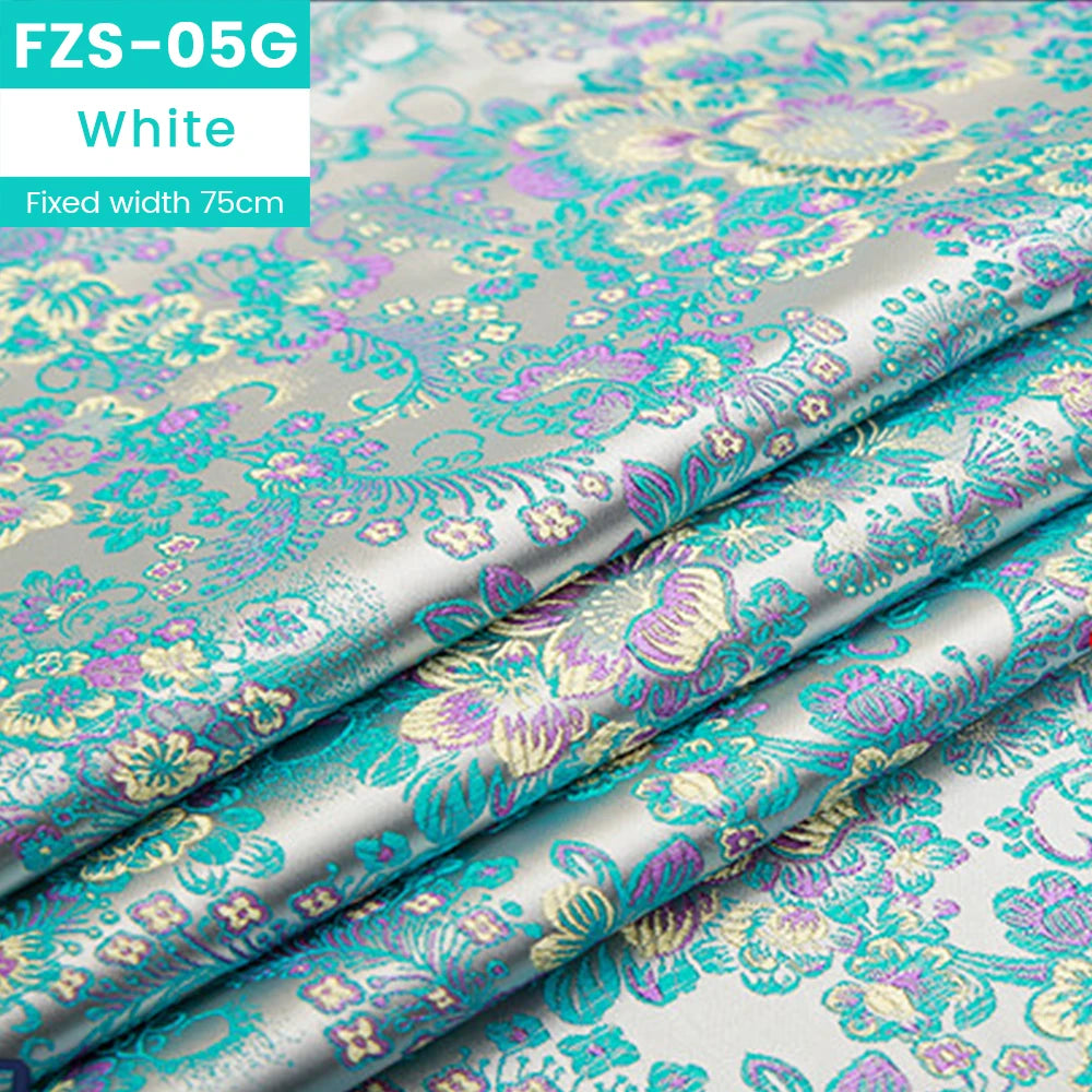 Jacquard Silk Fabric by the Meter Clothing, Brocade Jacquard Fabric By Yards Upholstery