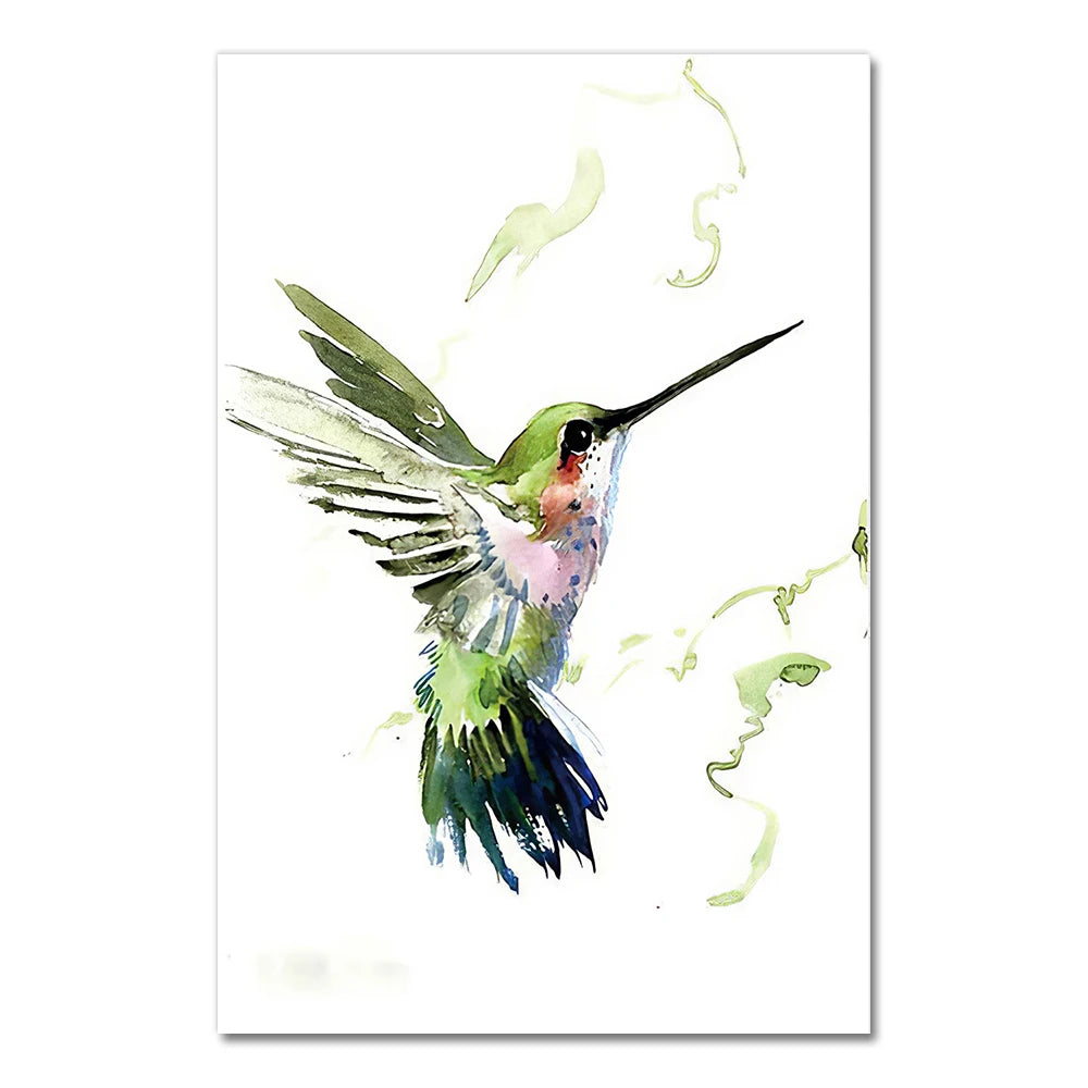 Lovely Colorful Abstract Hummingbirds Prints on Canvas