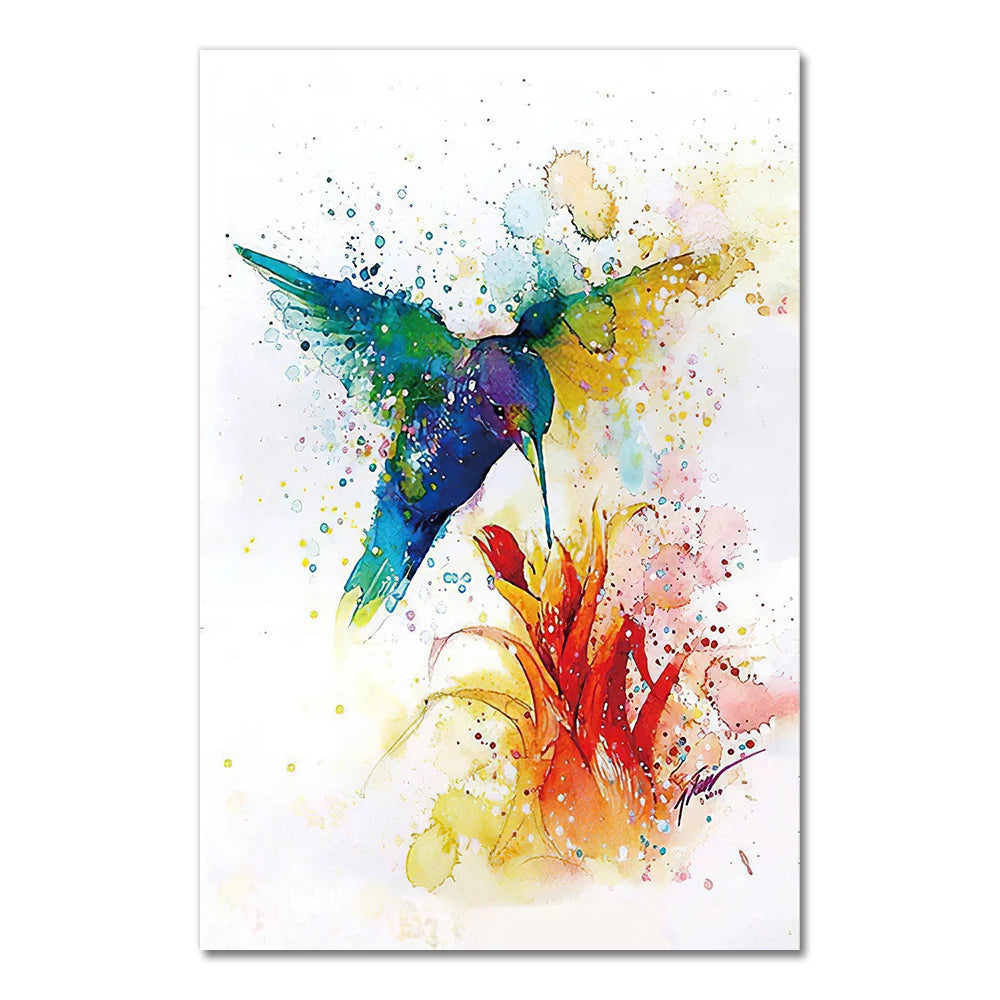 Lovely Colorful Abstract Hummingbirds Prints on Canvas