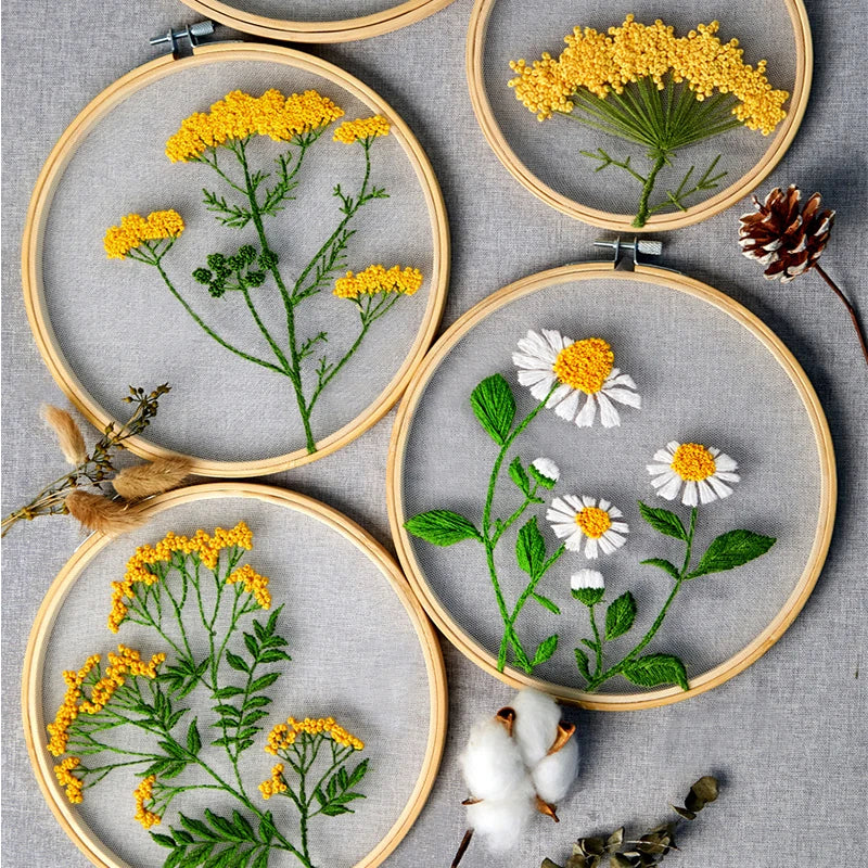 Embroidery Flowers, plants, Pattern, Tools, Beginner Stitch Kit.