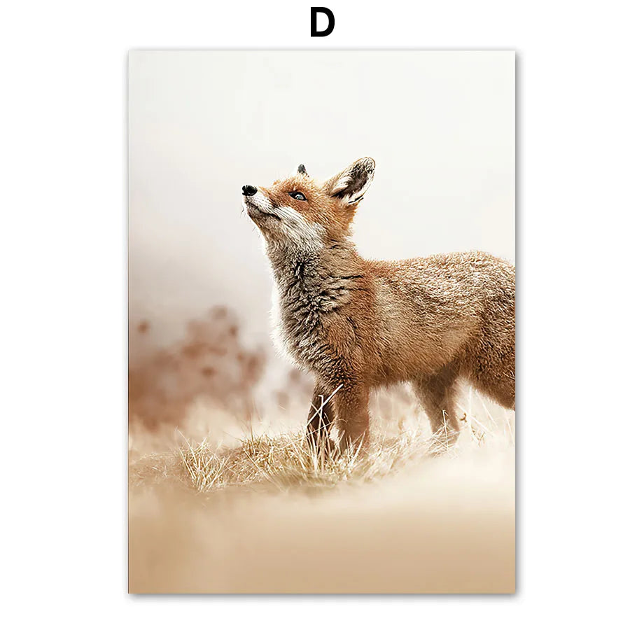 Wall Art Canvas Painting Fall Hill Pine Forest Fox Deer Wolf Nordic Posters And Prints Wall Pictures For Living Room Home Decor