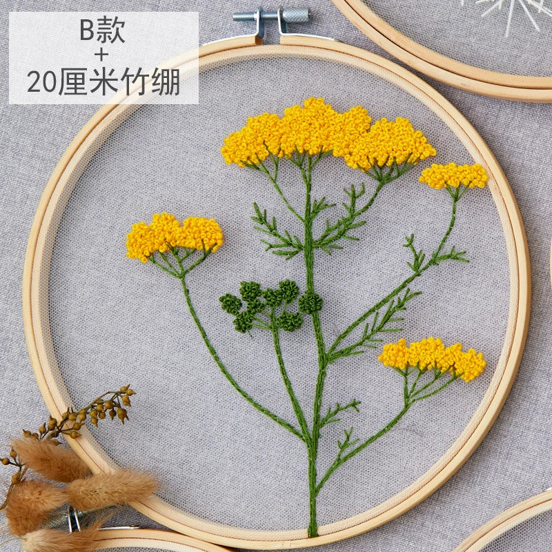 Embroidery Flowers, plants, Pattern, Tools, Beginner Stitch Kit.
