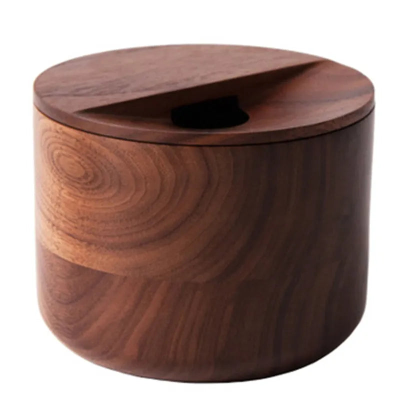 Japan Style Black Walnut Bank for Coins With Lid