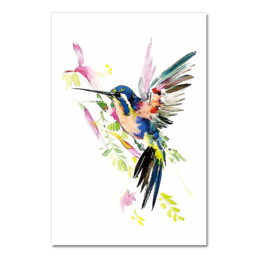Lovely Colorful Abstract Hummingbirds Prints on Canvas