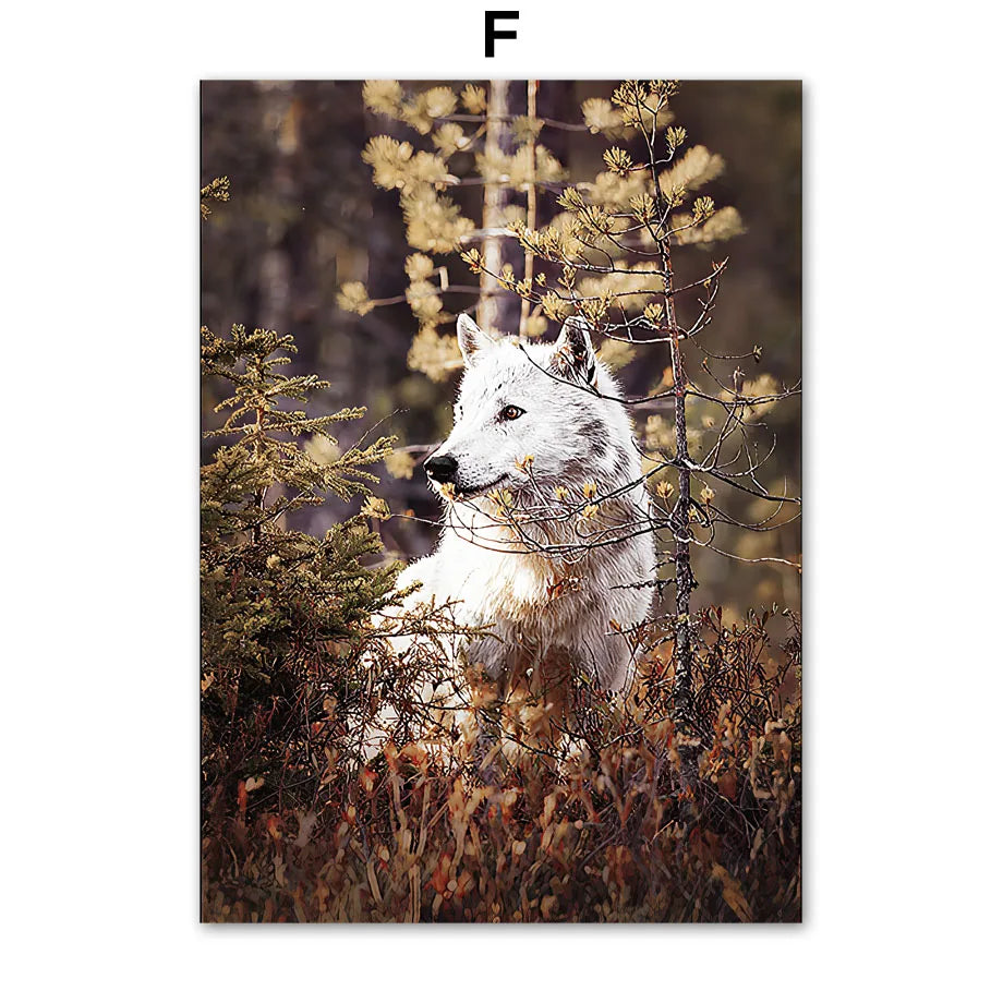 Wall Art Canvas Painting Fall Hill Pine Forest Fox Deer Wolf Nordic Posters And Prints Wall Pictures For Living Room Home Decor