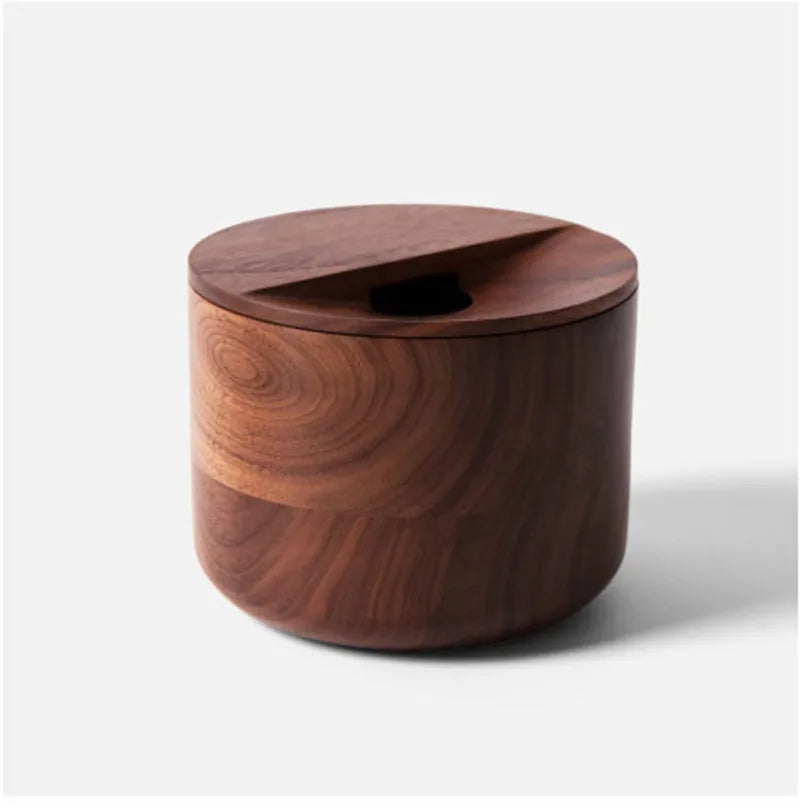 Japan Style Black Walnut Bank for Coins With Lid
