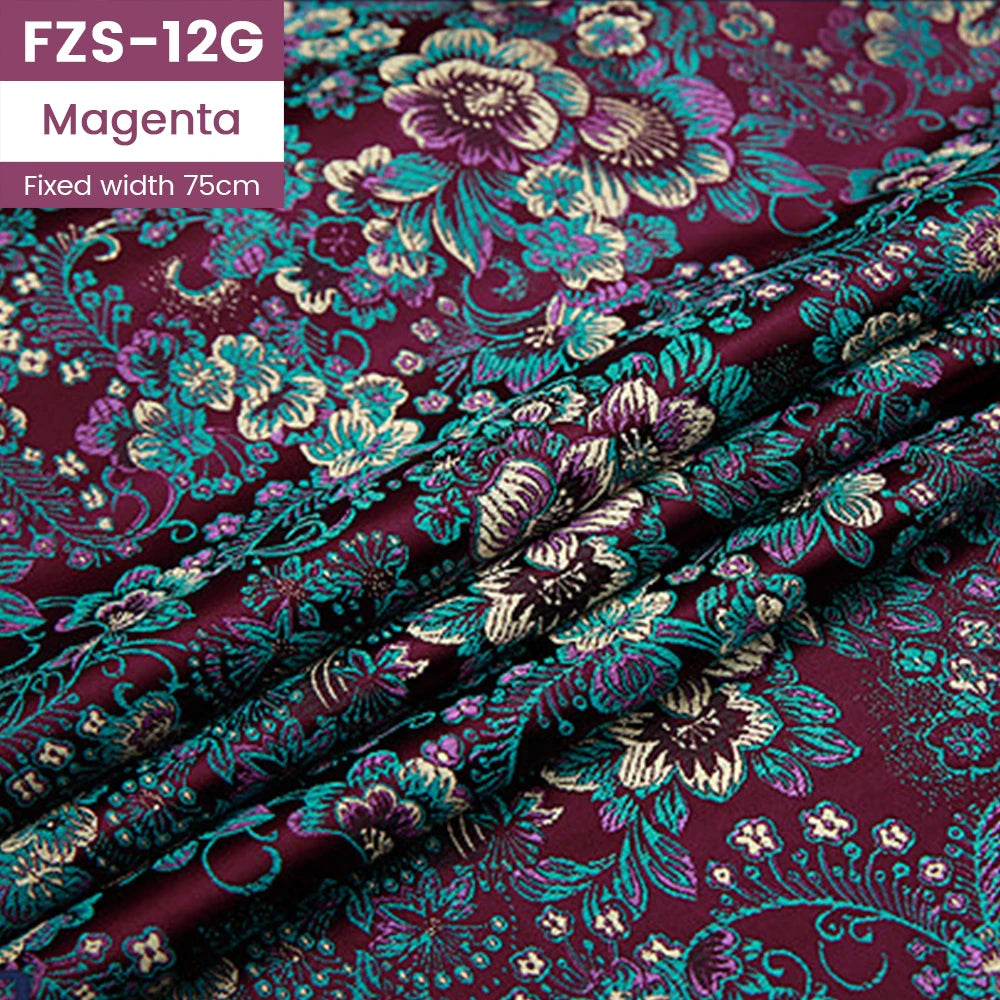 Jacquard Silk Fabric by the Meter Clothing, Brocade Jacquard Fabric By Yards Upholstery
