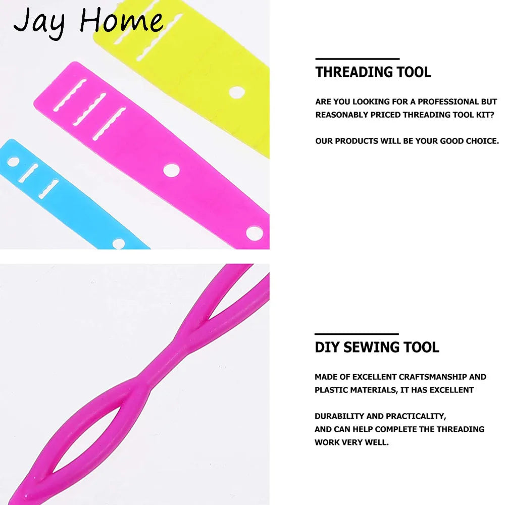 Flexible Drawstring Threader, Loop Turner, Metal Hook Tweezers, Flat Plastic Threader