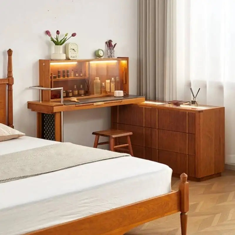 Folding Glass Vanity, Wood Tables, Storage Drawers, Dresser, Makeup