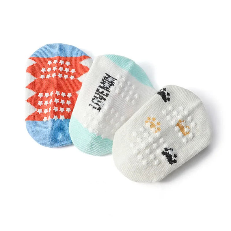 Kids Socks 6 Pairs Cartoon Animal Pattern Cotton Non-slip For Boys