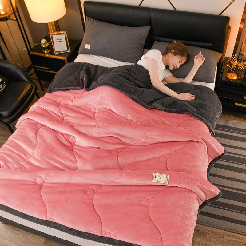 Throw Blanket, Warm Winter Bed Blanket For Camping ,Double Bed Cover, Bedspread on The Bed,  Soft Breathable, Cozy Cover Solid