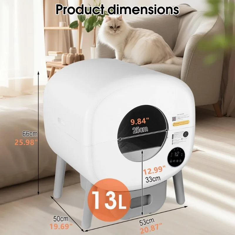 Extra Large Automatic Litter Box, Self Cleaning  For Multiple Cats, Odor-Free