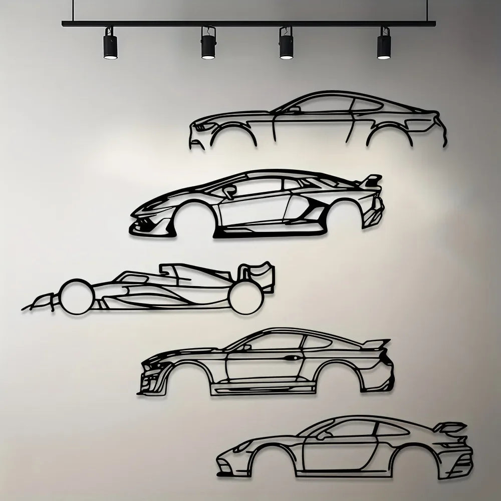Black Metal Sports Cars Wall Art