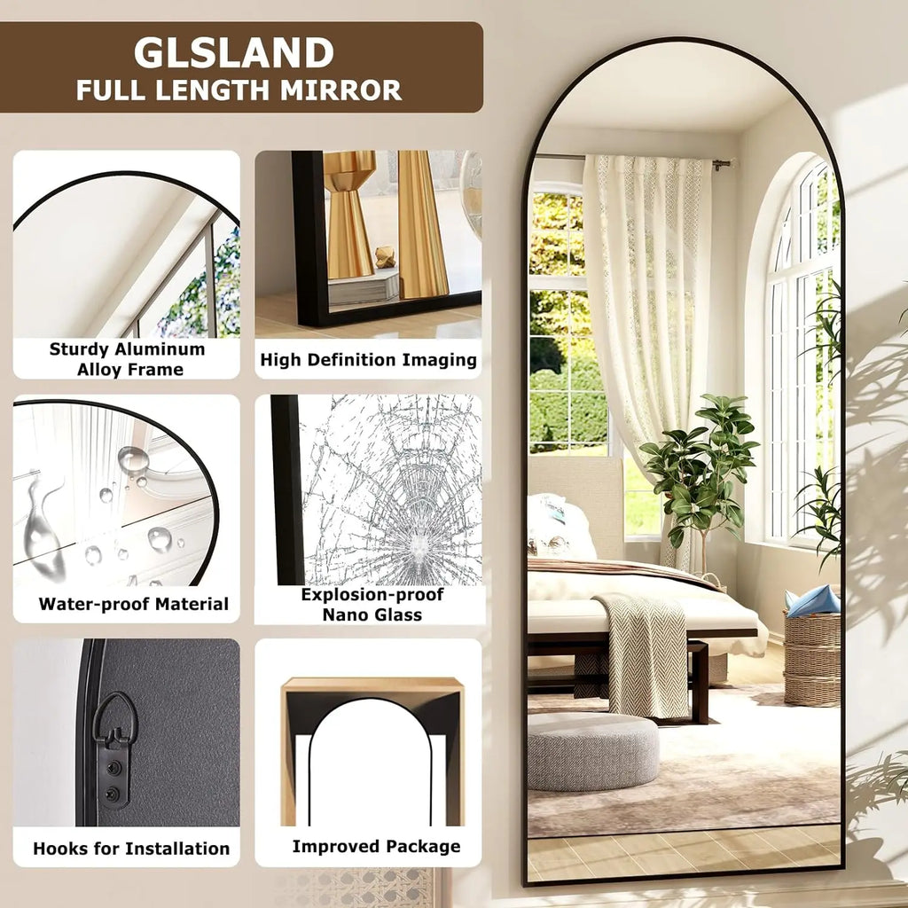 Arched Full-Length Mirror 21x64 Inch
